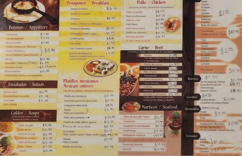 Bravo Mexican Restaurant Menu image 2